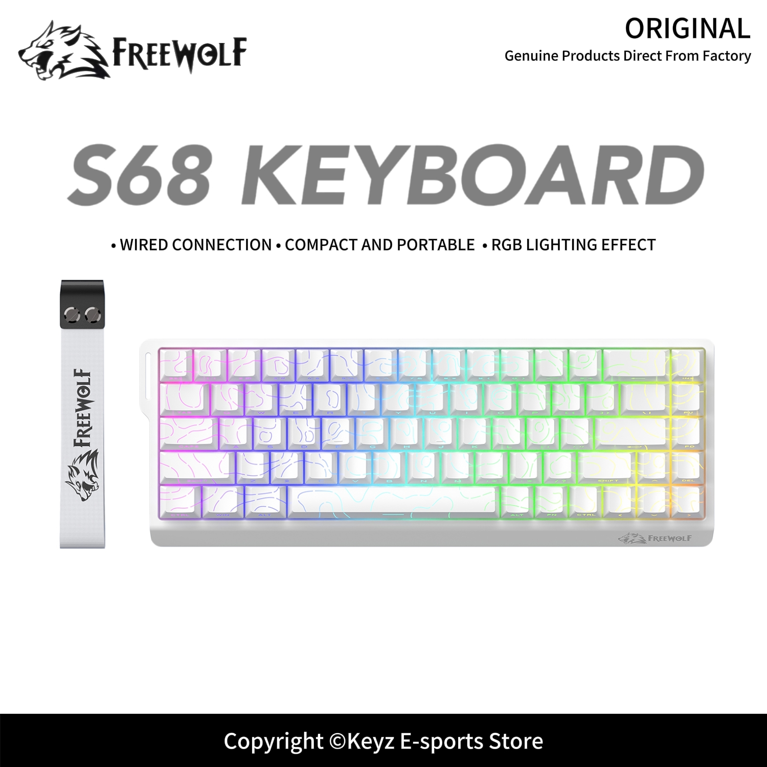 Pc Gaming Compact - FREEWOLF S68 Keyboard Gaming Berkabel 68