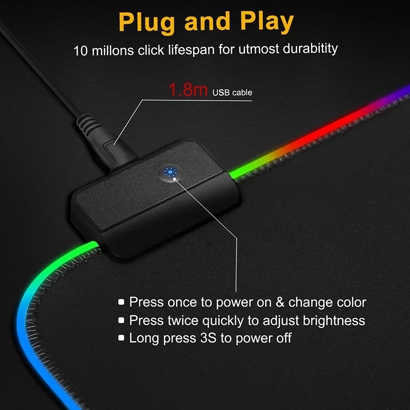 Mousepad lampu LED RGB, alas M - Rgb Keyboard Wrist Rest ulasan dan harga