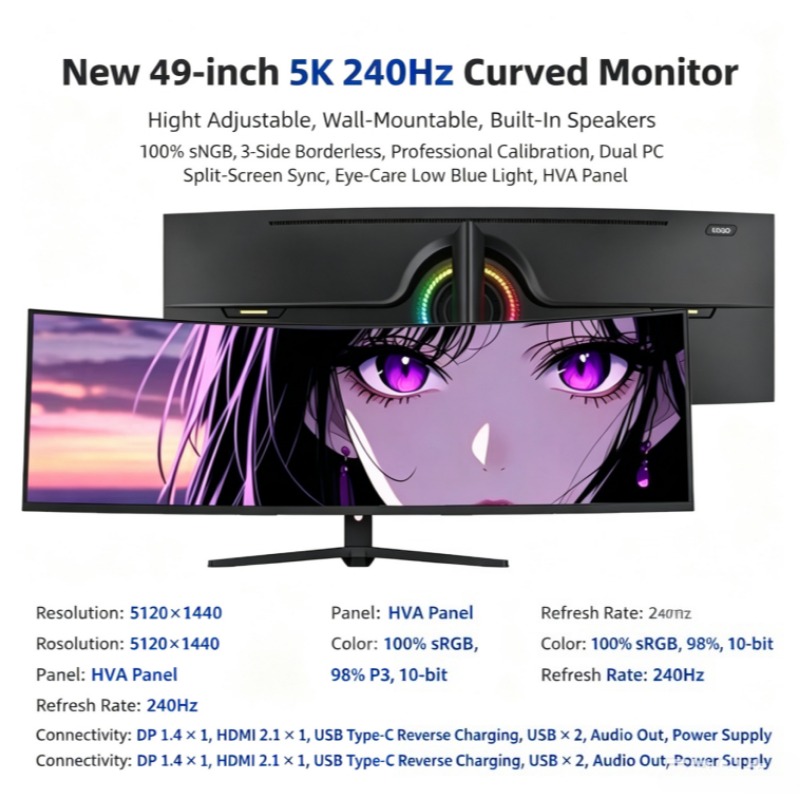 Monitor Lengkung Ultrawide 49