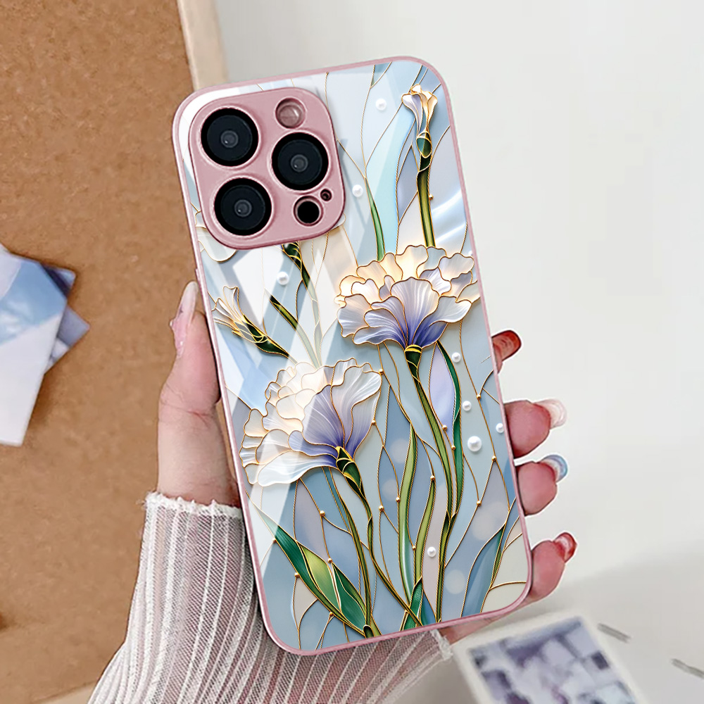 Casing Ponsel Bunga Teratai Un - Pc Case Tempered Glass ulasan dan harga